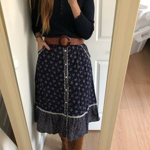Vintage Eber Prairie Skirt Sz S Floral Print